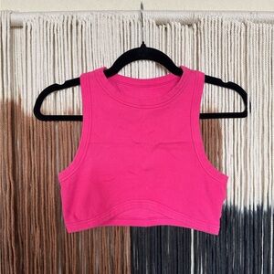 Pink high neck cropped tank top; perfect condition